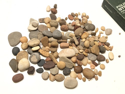 Vintage Polished Stones For Decorating, 1 Pound Assortment Box, Made In Japan