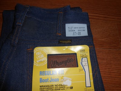 60-70s Vintage Wrangler Regular Fit Boot Unisex Blue Jeans Denim Pants 27x30!