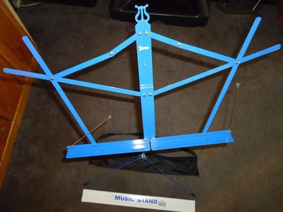 FOLDING BLUE MUSIC STAND & BAG CASE TRAVELING SCHOOL BAND FLUTE VIOLIN TRUMPET +