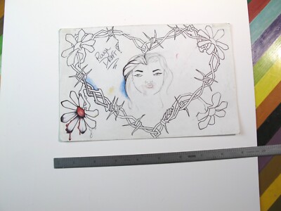 vtg 1990s Tattoo stencil Flash Drawing - Prison Art Tattoos SD Corrections