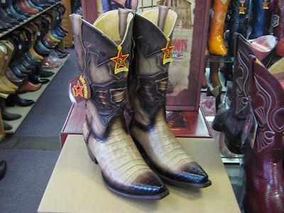 Pre-owned Los Altos Boots Los Altos Beige Genuine Snip Toe Crocodile Western Cowboy Boot (ee+) 928215
