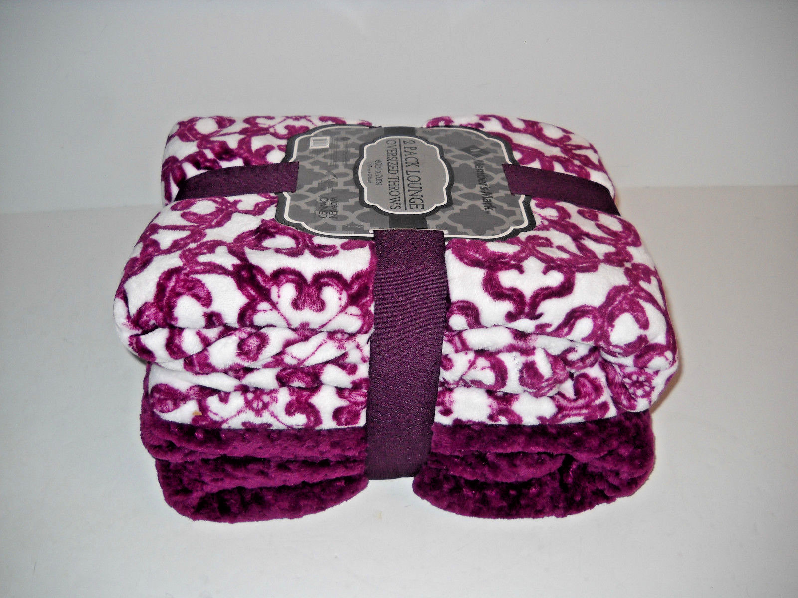NEW 2 Pack Purple Velvet Plush Lounge Oversized Throws 60in x 70in