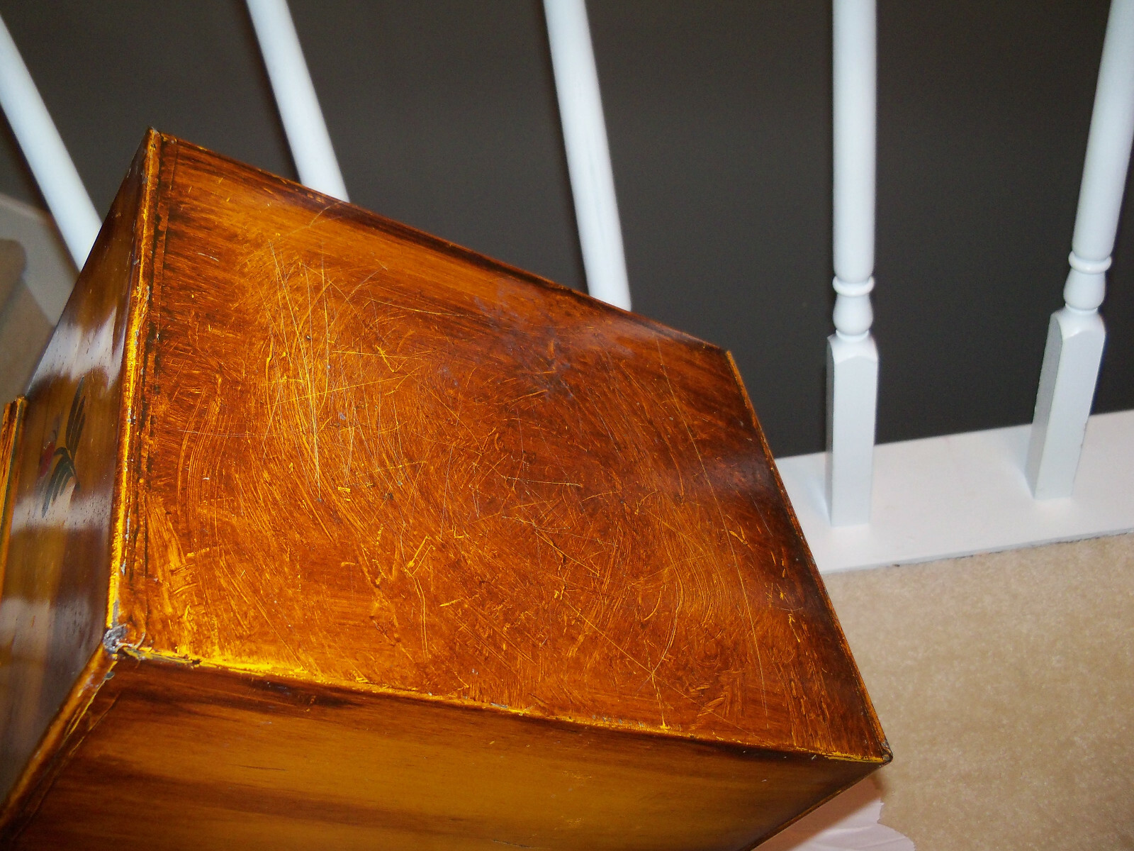 Vintage Toleware Painted Dome Top Document Box Tole Ware Signed Geo Burton