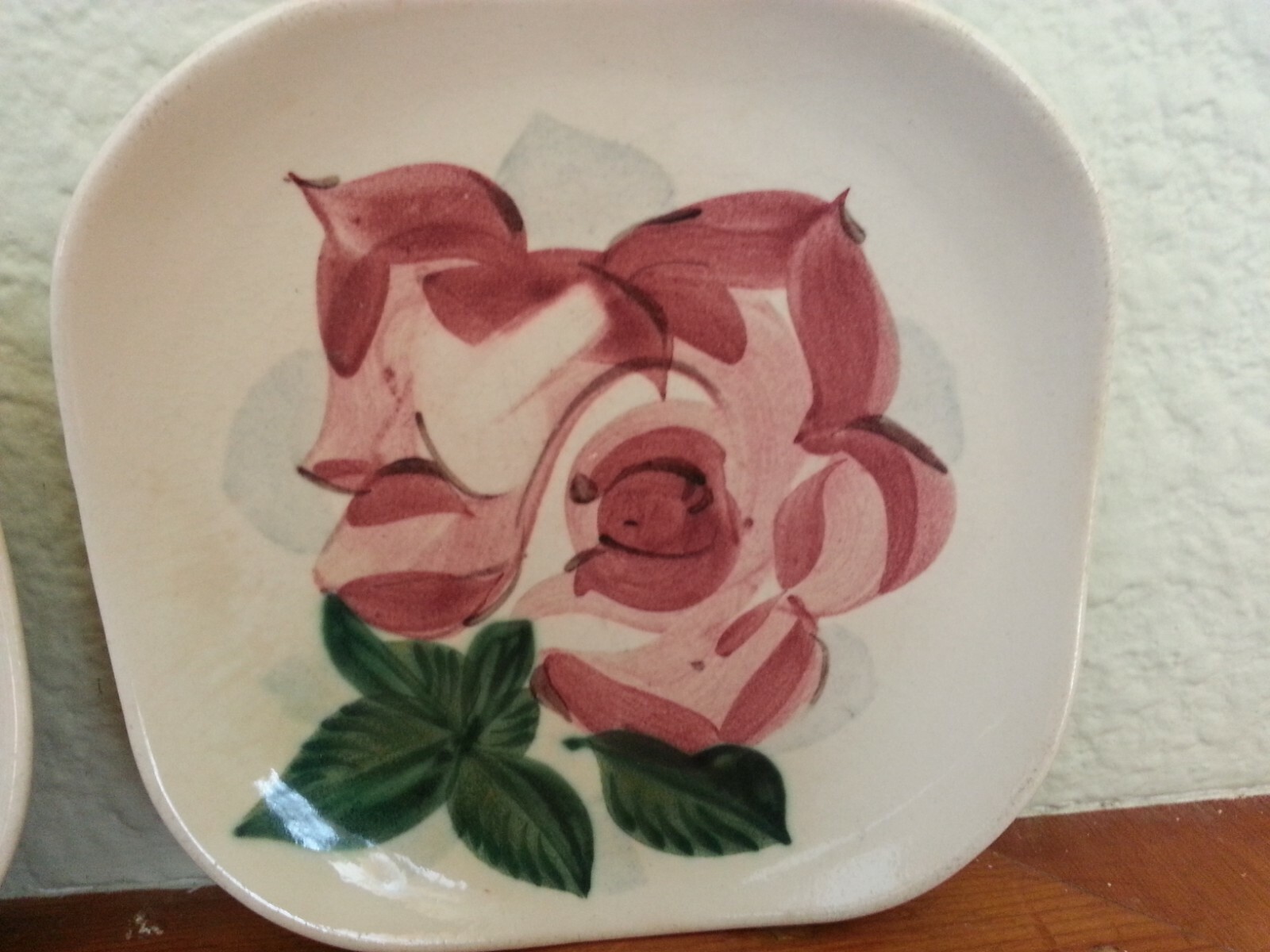 2 Vintage Red Wing Lexington Rose China Salad Plates, hand painted, collectible