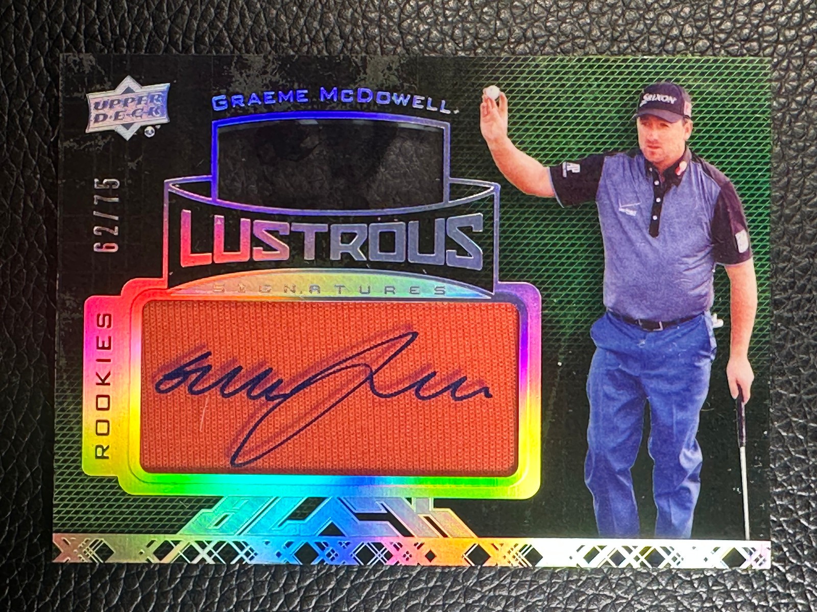 2014 Upper Deck Black Lustrous Graeme McDowell 62/75 Auto Jersey RC Rookie