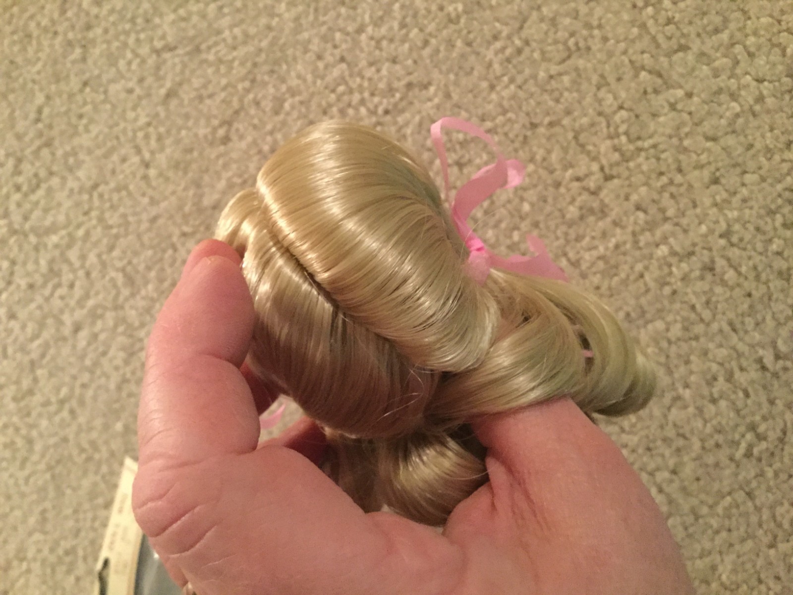 Doll Wig Size 9 Lt. Blonde Style 71BS Pigtail Ringlets Ribbon NIP Tallina's