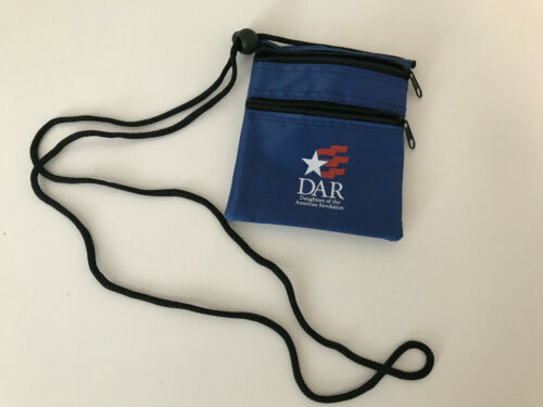 DAR Daughters of the American Revolution Neck Wallet Blue Bag Pouch - NEW