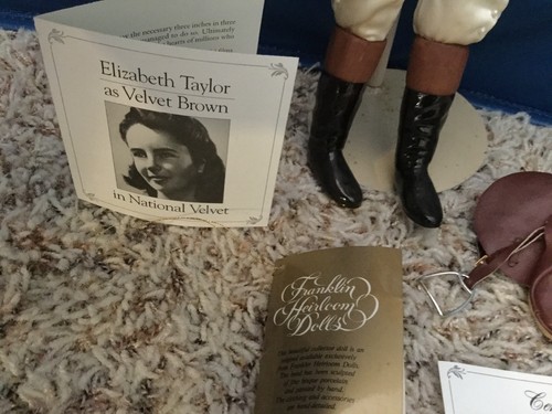 Franklin Mint Doll Elizabeth Taylor as Velvet Brown in National Velvet W/cert.
