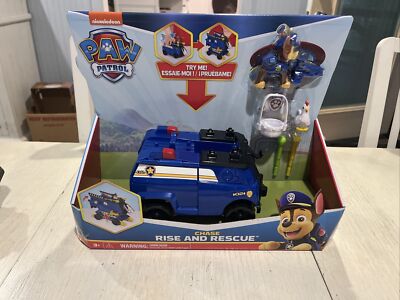 Paw Patrol Chase Rise and Rescue Transforming Toy Car w/Action Figure & Acc. NEW