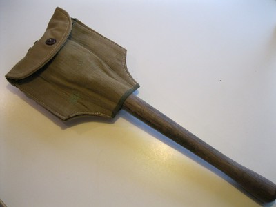 USGI AMES ENTRENCHING TOOL TRI FOLD SHOVEL WITH DESERT CAMO E TOOL POUCH COVER