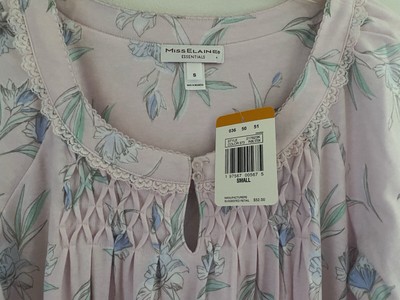 Miss Elaine Pink Floral Short Nightgown Soft Cotton/Poly 3/4 Sleeve$52 Small NWT