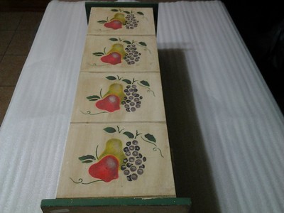 Unique Moss Green & Woodtone Pine Country Wood Storage Bin