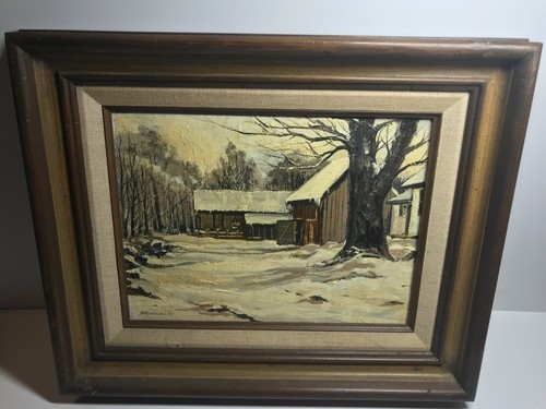 Cabin In the Woods During Winter Framed Acrylic Painting