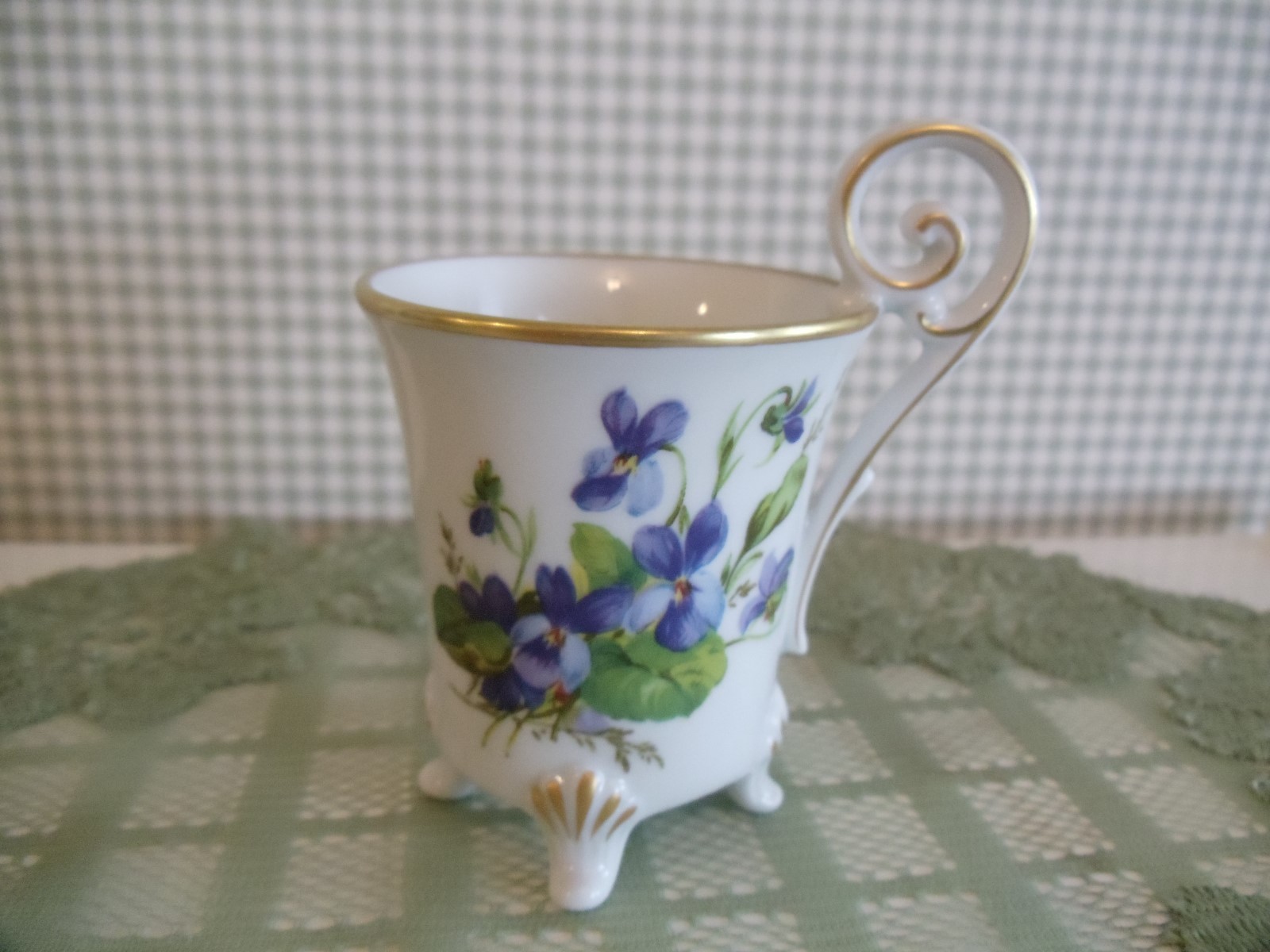 ALT TIRSCHENREUTH 1838 Germany Violets DEMITASSE CUP and SAUCER ~ MINT