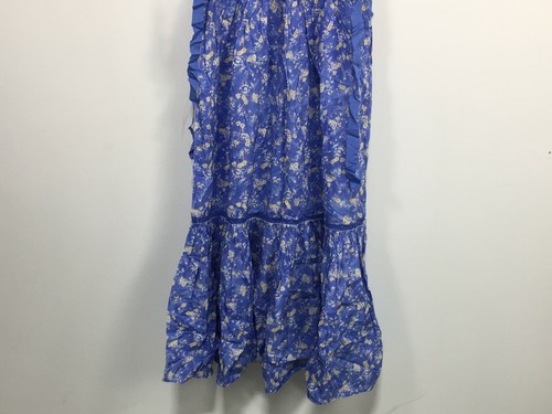 Pre-owned Loveshackfancy Women's  Angie Short Sleeve Floral Maxi Dress, Size 2 - Blue Jay
