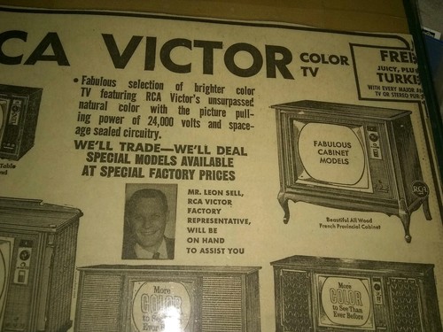 Vintage RCA VICTOR Color Television Advertisement Blk&Wht - Laminated - Original
