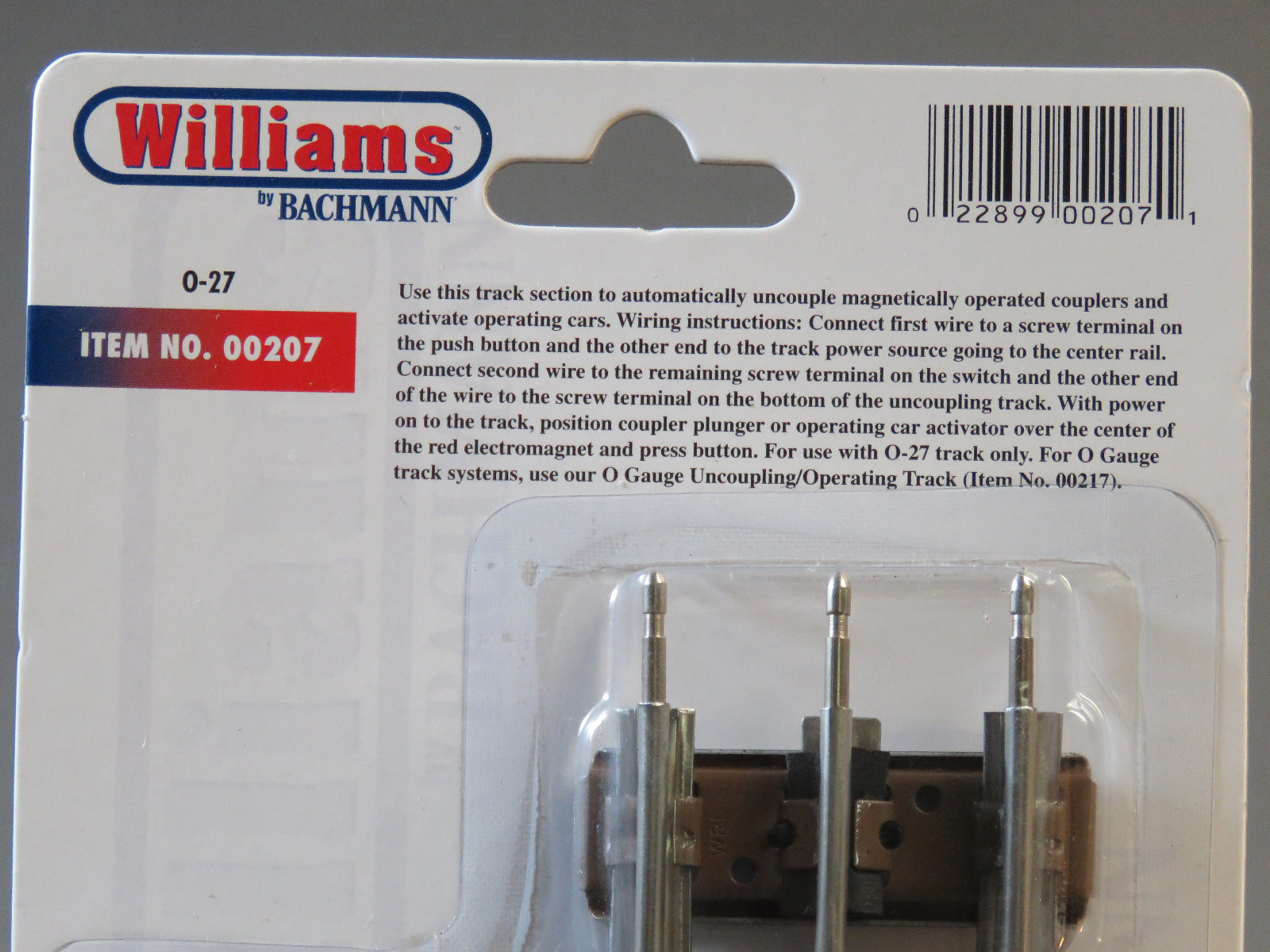 WILLIAMS by BACHMANN O27 GAUGE TUBULAR UNCOUPLING OPERATING TRACK WLM00207 NEW