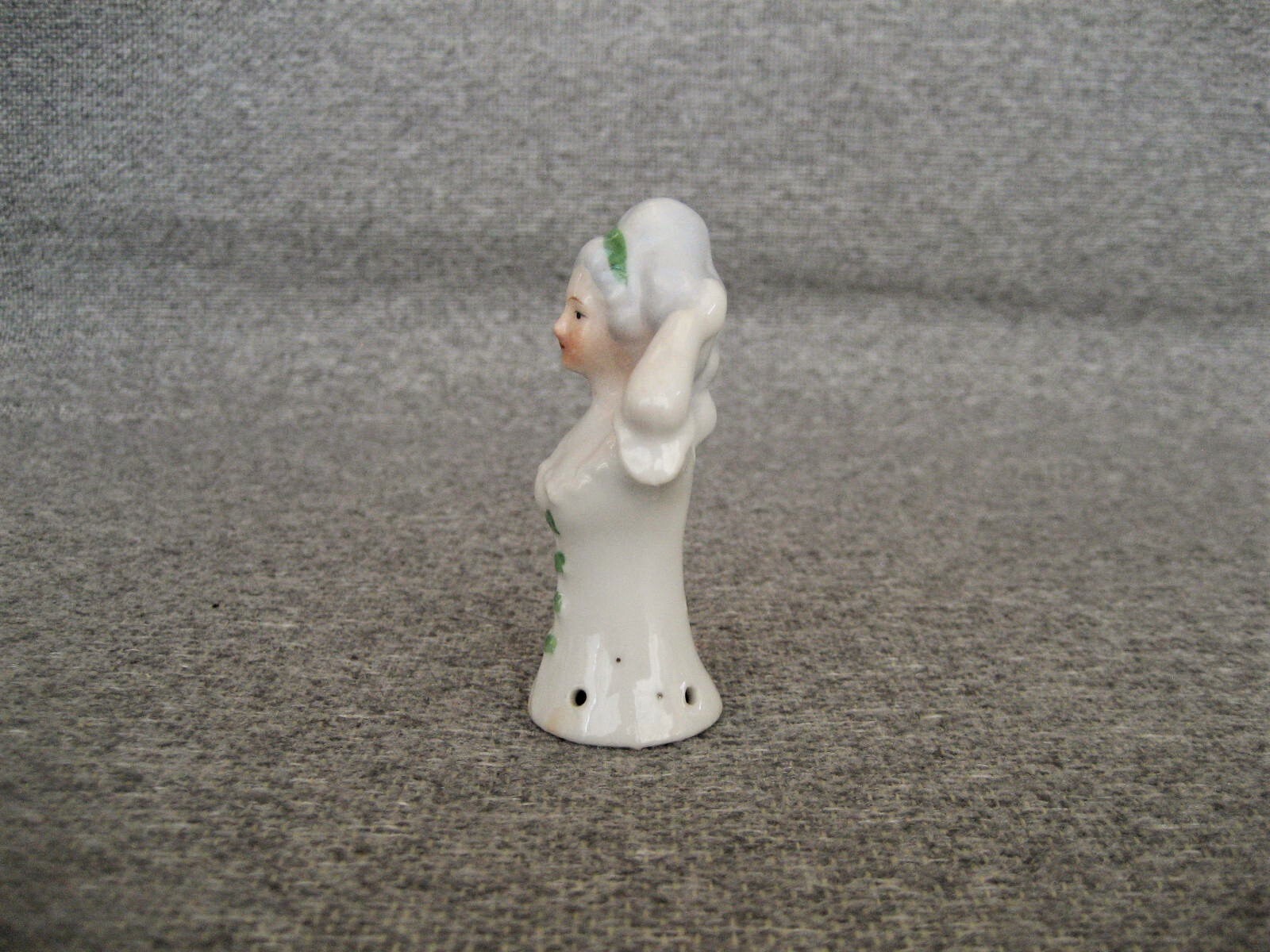 ANTIQUE VINTAGE PORCELAIN VICTORIAN LADY HALF DOLL PIN CUSHION FREE SHIPPING