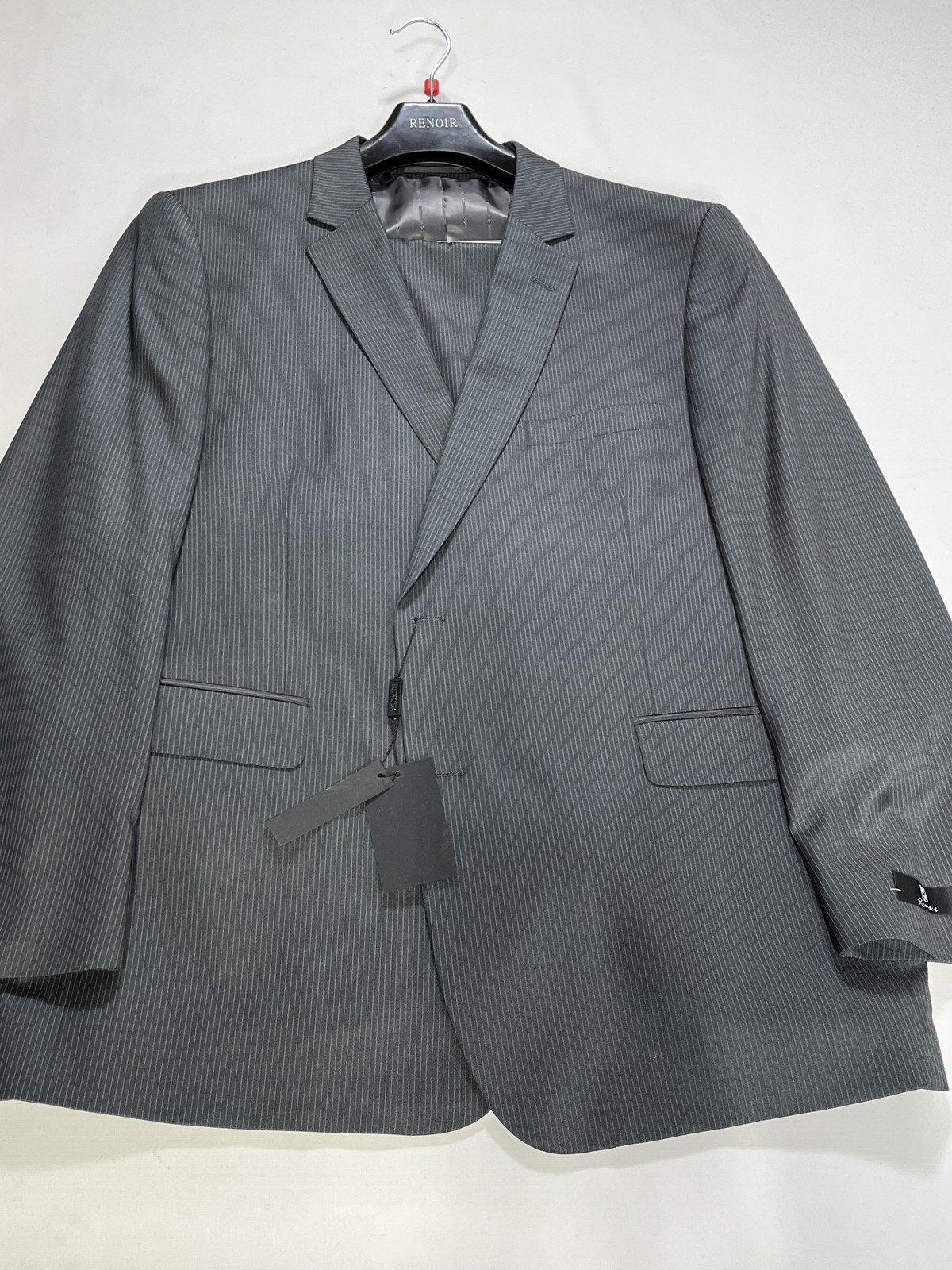 Mens Renoir Gray Striped 2 Piece Suit Size 46R NEW