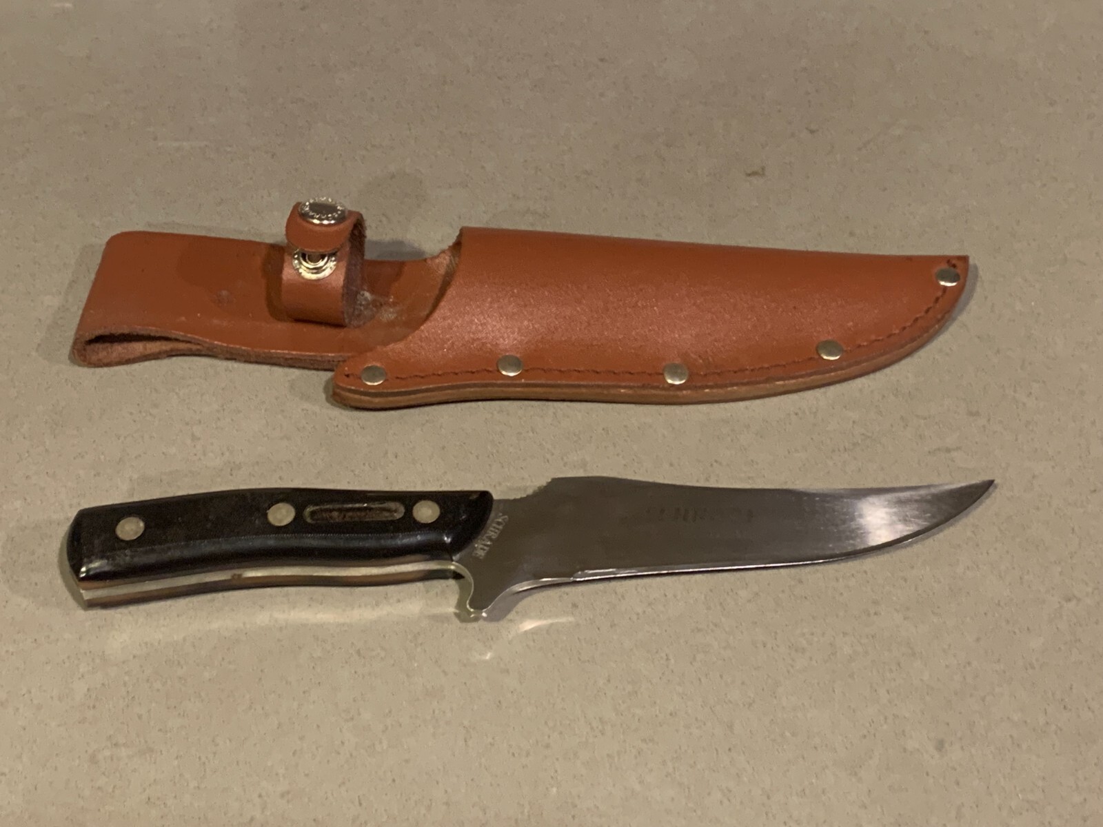 Vintage SCHRADE 150T Old Timer Fixed Blade Knife Hunting W/ Sheath