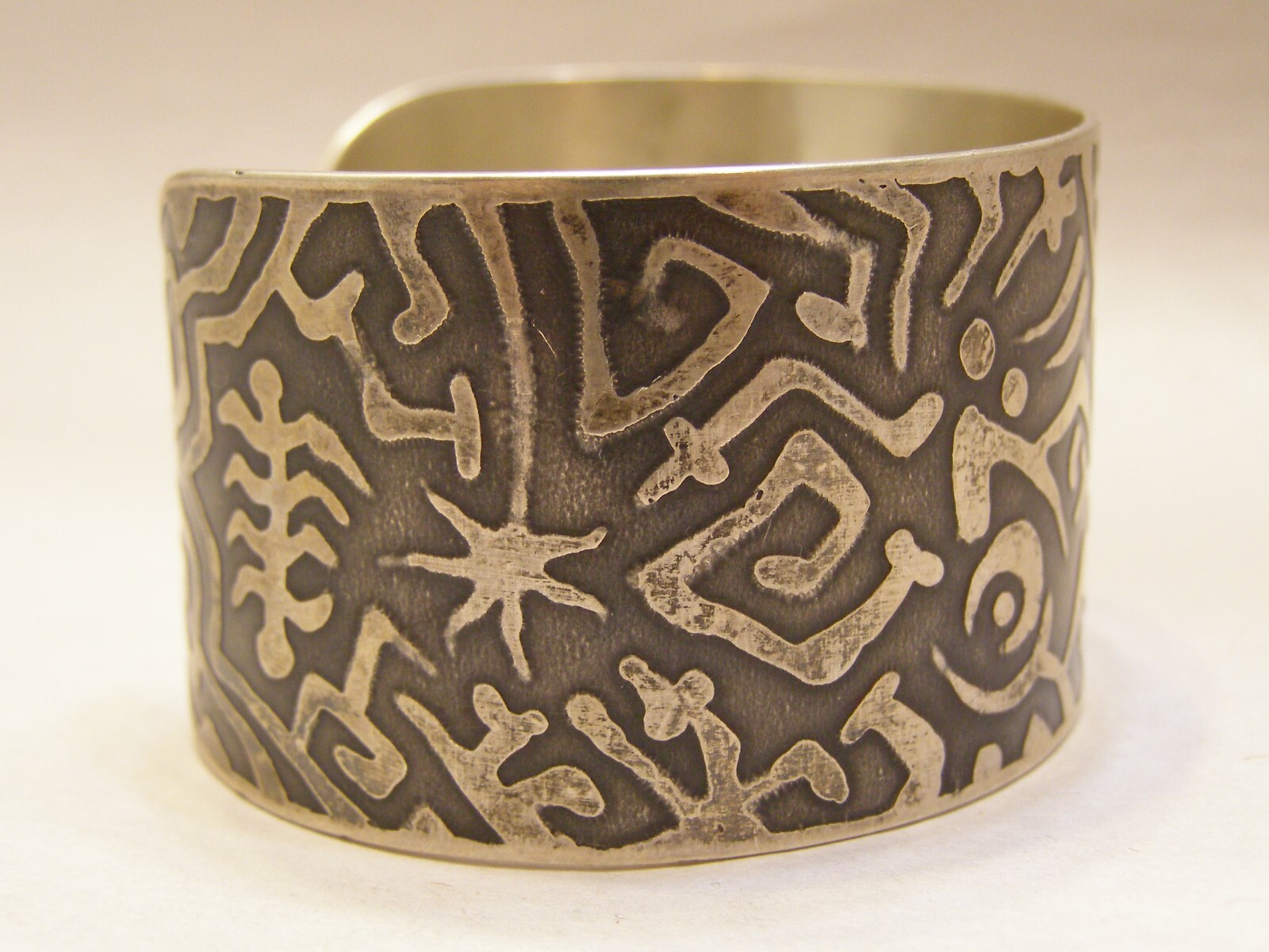 Vintage Sterling Silver Southwest Cuff Bracelet Signed