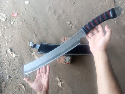 CUSTOM HANDMADE 27'' D2 TOOL STEEL HUNTING SURVIVAL CAMPINGMACHETE KNIFE/SHEATH