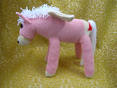 Sock Monkey Pony Pink Pegasus Handmade