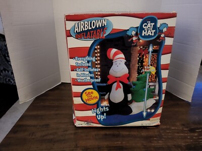 Gemmy Airblown Inflatable Cat In The Hat 8-Feet Tall Christmas New HTF