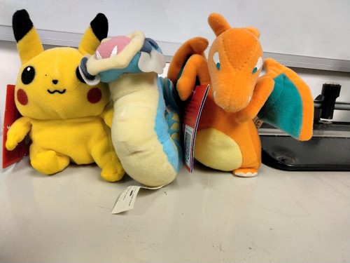 Vintage Pokemon 6 inch plush Charizard, Pikachu and Gyarados 1999 New With Tags!