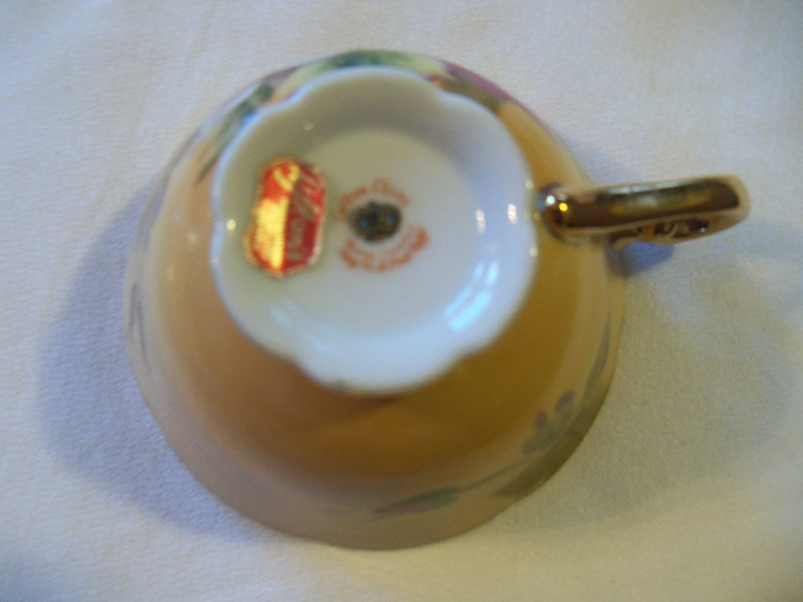 Lefton China Hand Painted Tea Cup & Luncheon Plate  NE 1864FL Flowers gold trim