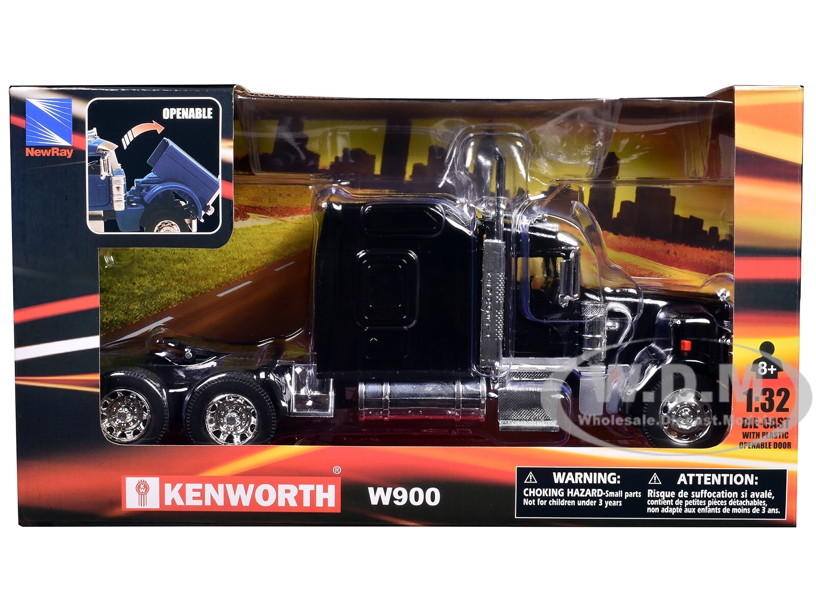 KENWORTH W900 TRUCK TRACTOR BLACK 1/32 DIECAST MODEL BY NEW