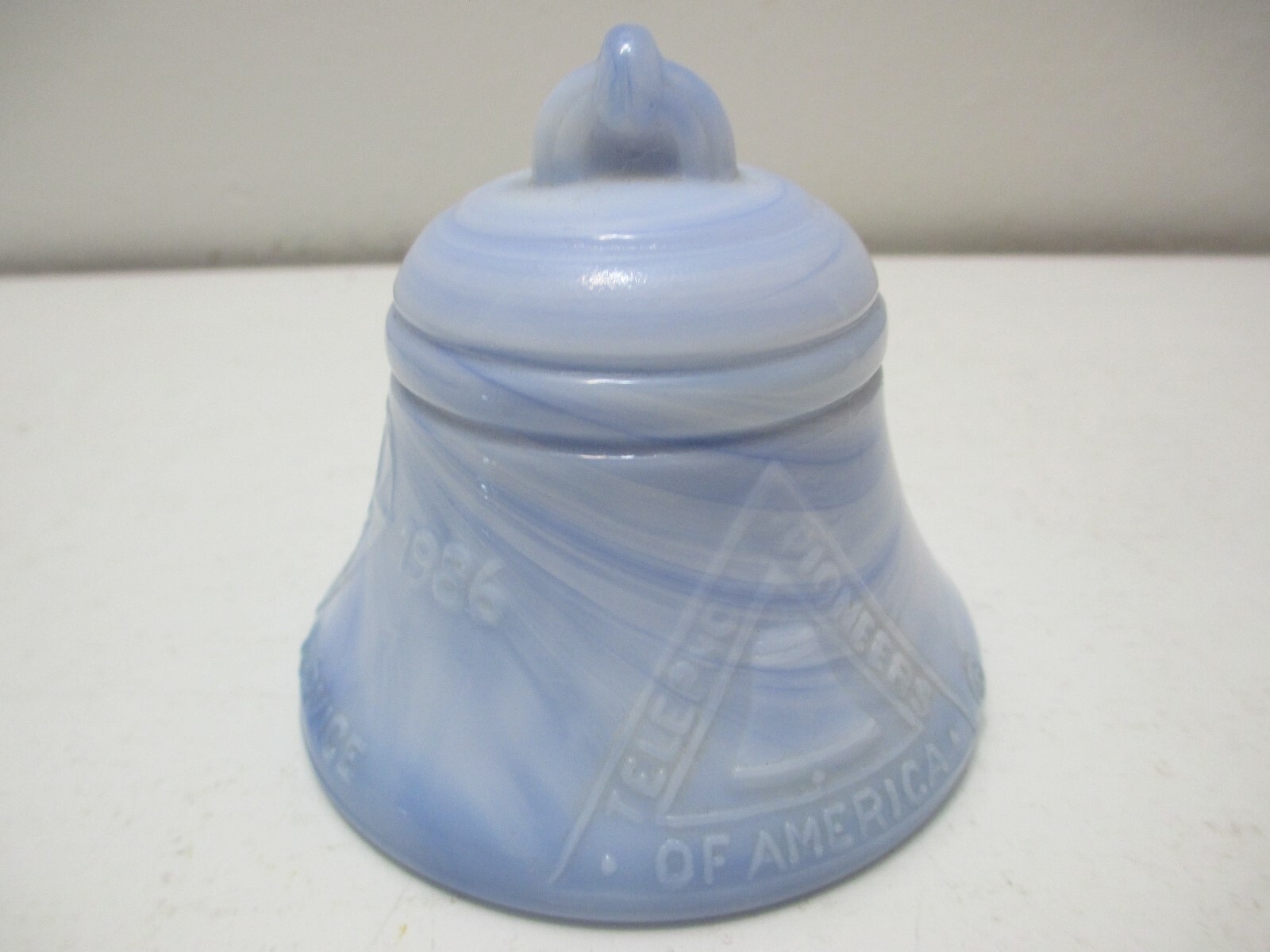 Vintage Telephone Pioneers of America Glass Bell 75 Years Blue Marble 1986