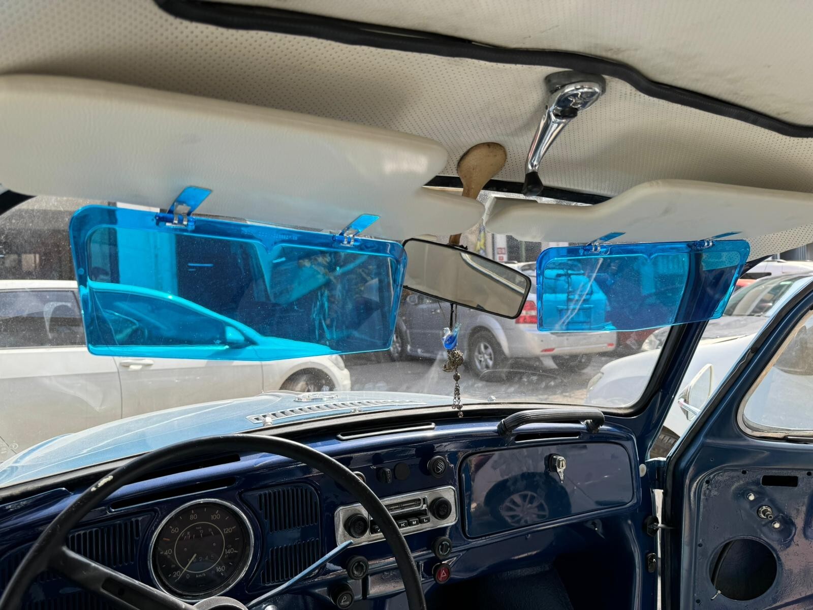 Transparent Sunvisor Sun Protector Extender Add On Vintage Style 2 PCS Blue
