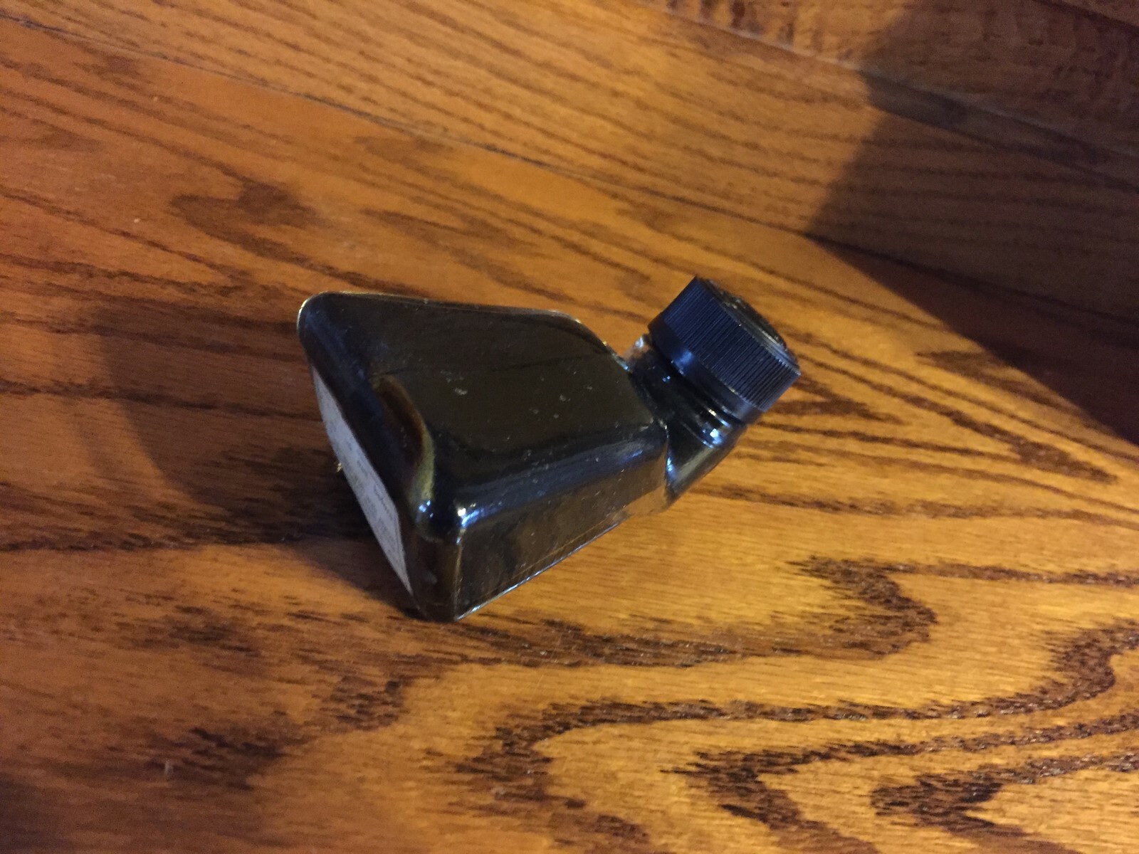 Vintage Glass Ink Bottle - Unique Shape - No. 72 S - Pelican Image on Top Cap