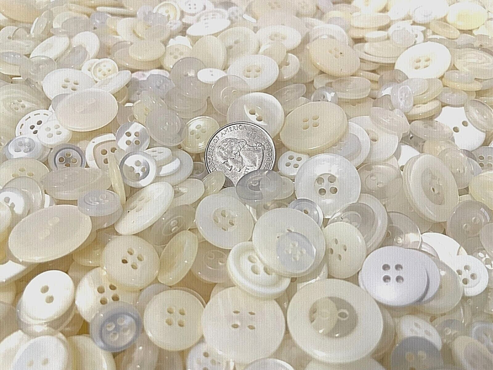 100  Off White Buttons mixed assortment sizes 5/16 to 13/16 Wedding Bulk Crafts