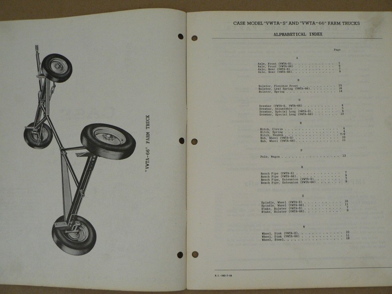 Case VWTA-S VWTA-66 Farm Truck Parts Catalog Service Repair List 1958 No RI 382