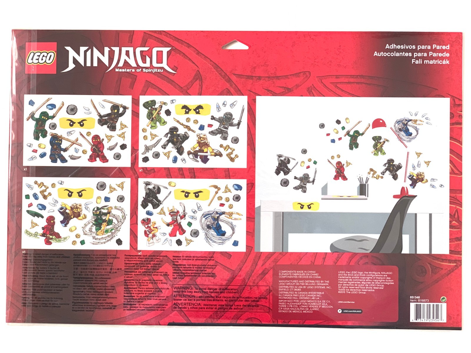 New LEGO Ninjago Wall Stickers Decals 851348 - 4 Sheets