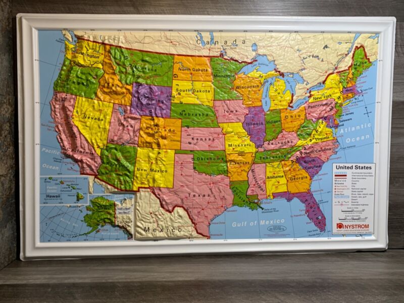 Nystrom Raised Relief United States Map Vintage Markable 18" x 28"