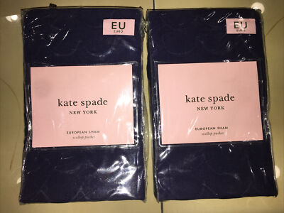 KATE SPADE  2pc PUCKERED  EURO SHAM  SCALLOP NAVY   BNIP  BEAUTIFUL