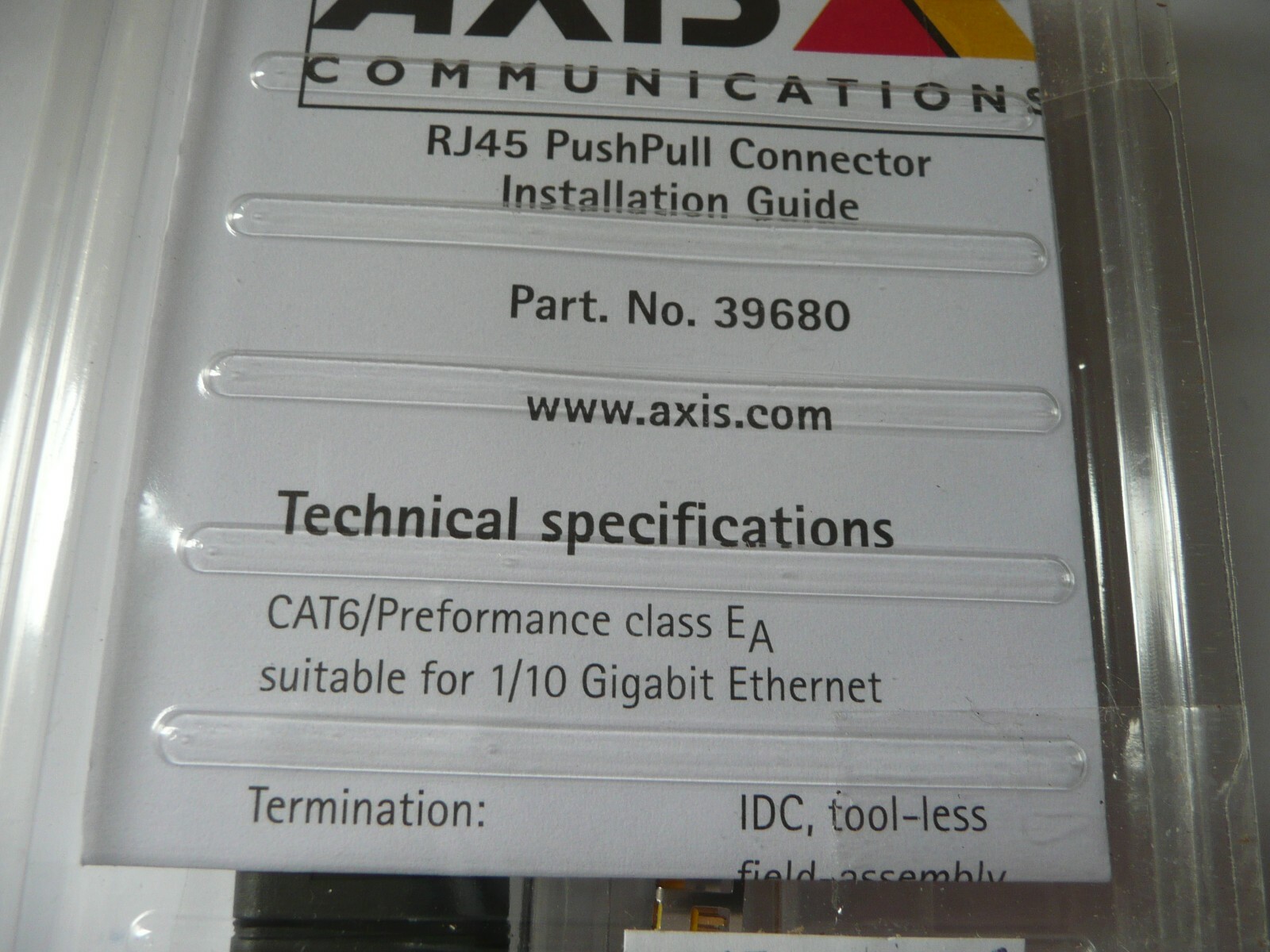 NEW AXIS RJ45 PUSH PULL CONNECTOR KIT PART NO. 39680