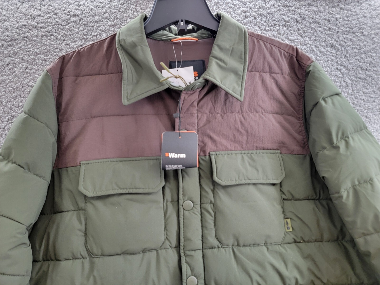 BASS OUTDOOR Colorblocked Padded Shacket Men's XL Green Snap Front Closure L/S - Picture 2 of 16