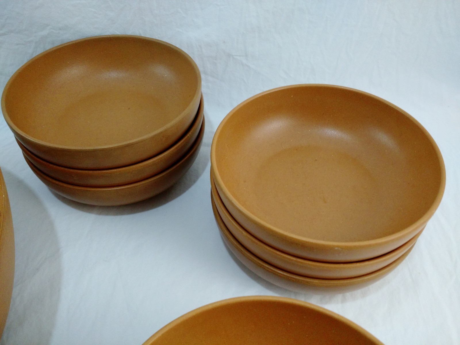 Vintage Ellingers Agatized Wood Bowl 120 60 20 Salad Service Set Fork Spoon 18pc