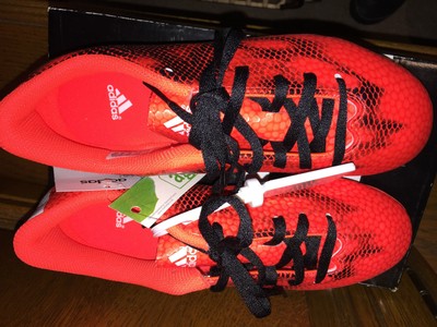 NIB ADIDAS F5 FXG JR. FIRM GROUND SOCCER CLEATS, M29590, Solar Red, MSRP $44.99