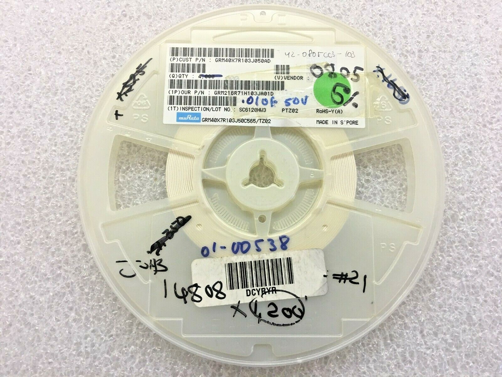 1,200 PIECE REEL) GRM216R71H103JA01D, MURATA, CAP CER 1,200 PIECE REEL) GRM216R71H103JA01D, MURATA, CAP CER