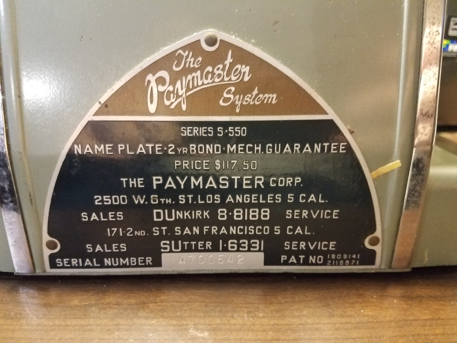 Vintage Antique The Paymaster Series S-550 Check writer