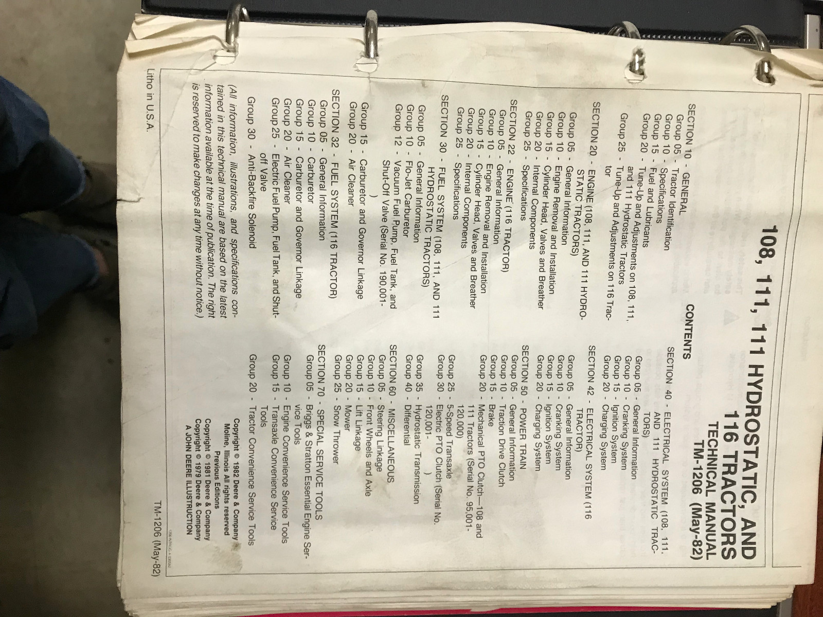 John Deere Technical Manual 108, 111, 111H and 116 Lawn Tractors TM-1206