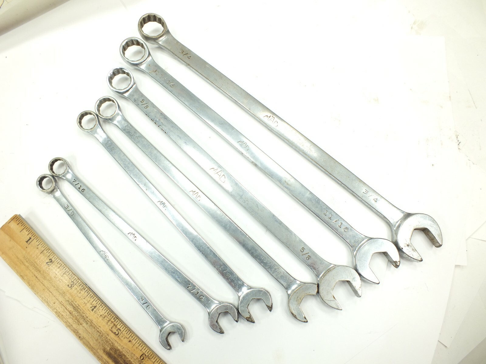 7 Mac Tools Long Combination Wrench Lot 12 Point 3/8 To 3/4 Usa Wrenches