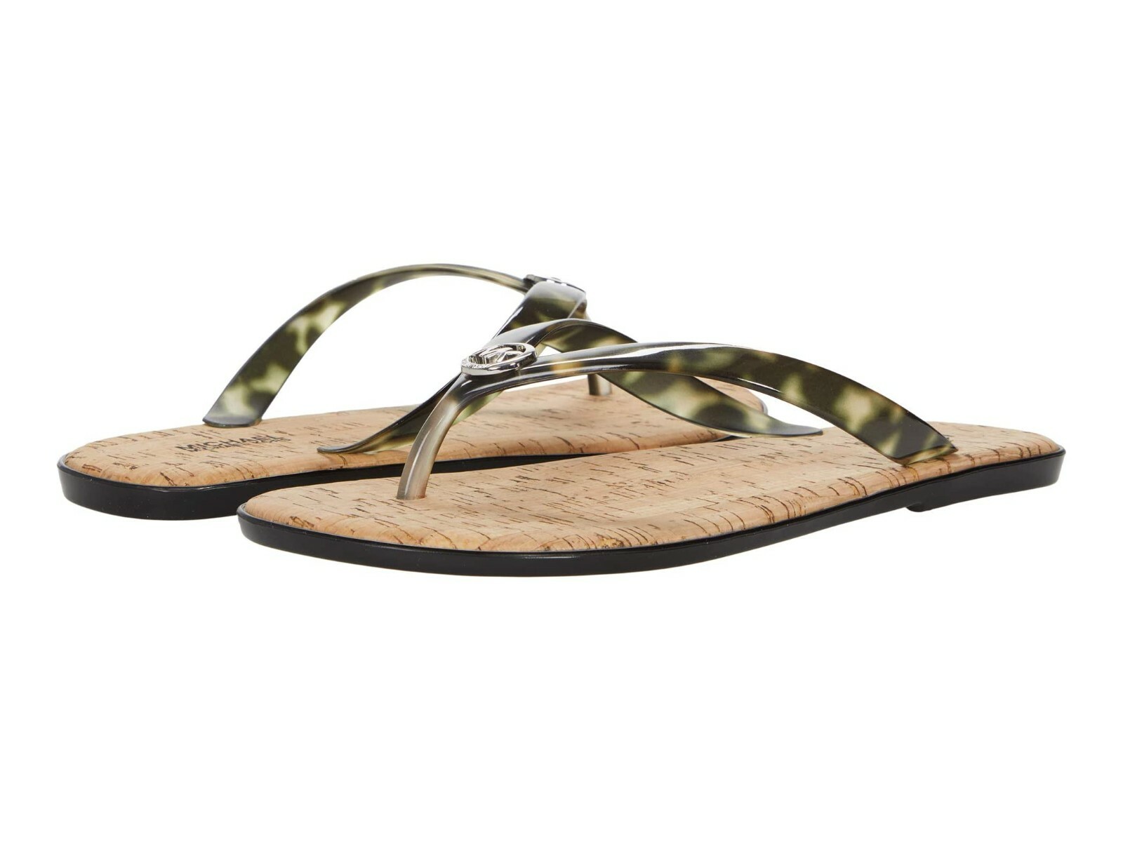 MICHAEL KORS Leopard Tortoise Jelly Cork Thongs Sandal Flip