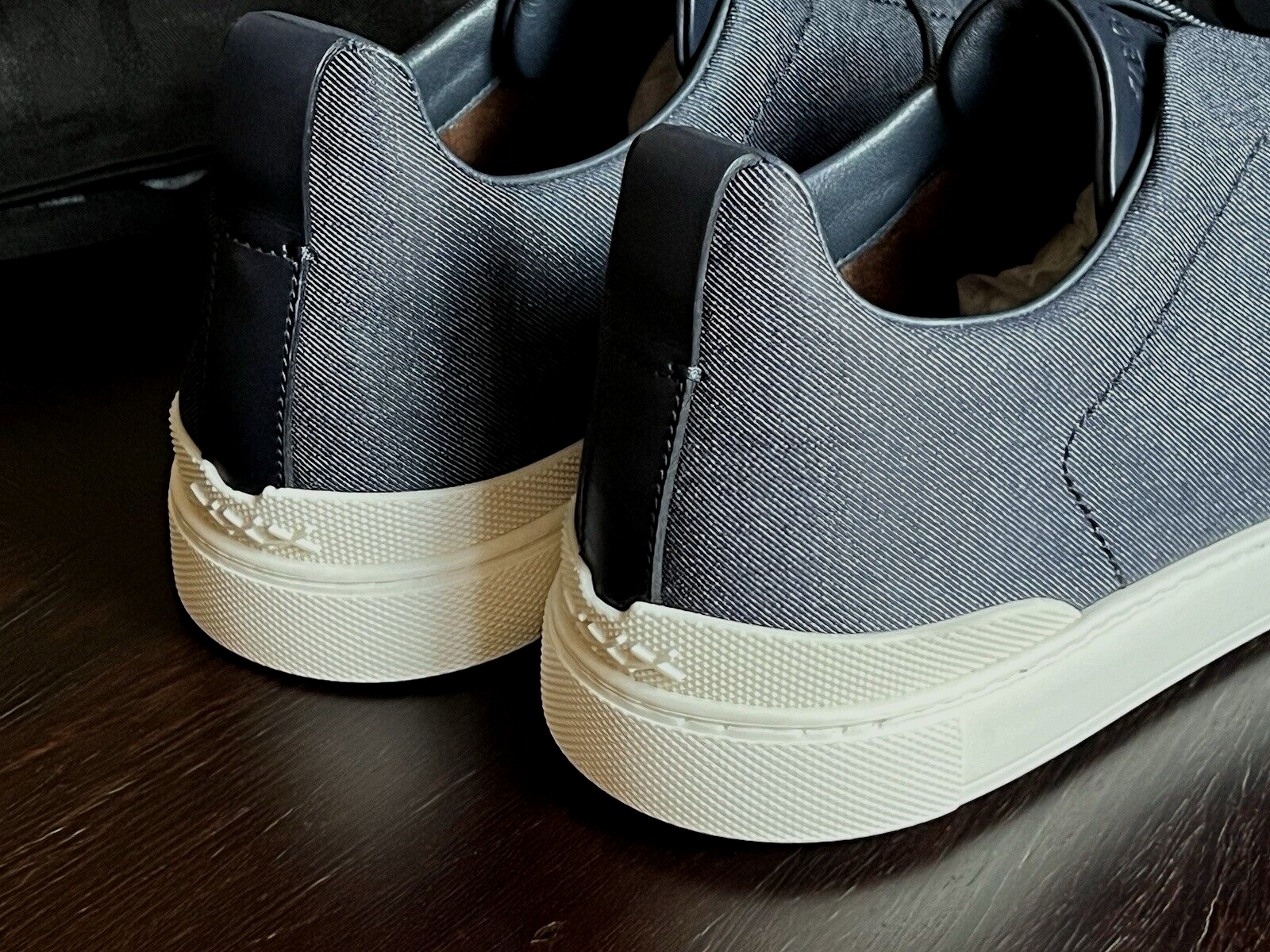 Pre-owned Ermenegildo Zegna Zegna Navy Blue Usetheexisting™denim Triple Stitch Sneakers Us 12 Uk 11 Eu 45