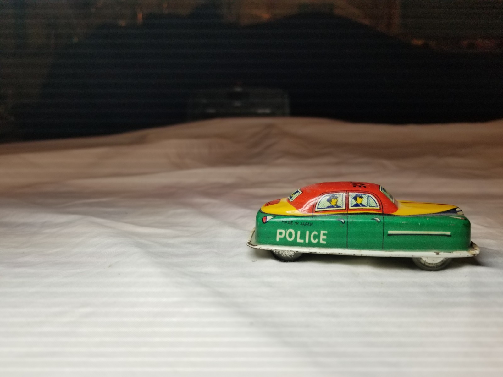 Vintage 1954 TIN LITHO FRICTION Motor - Police Car - Rare 1954!  Made in Japan